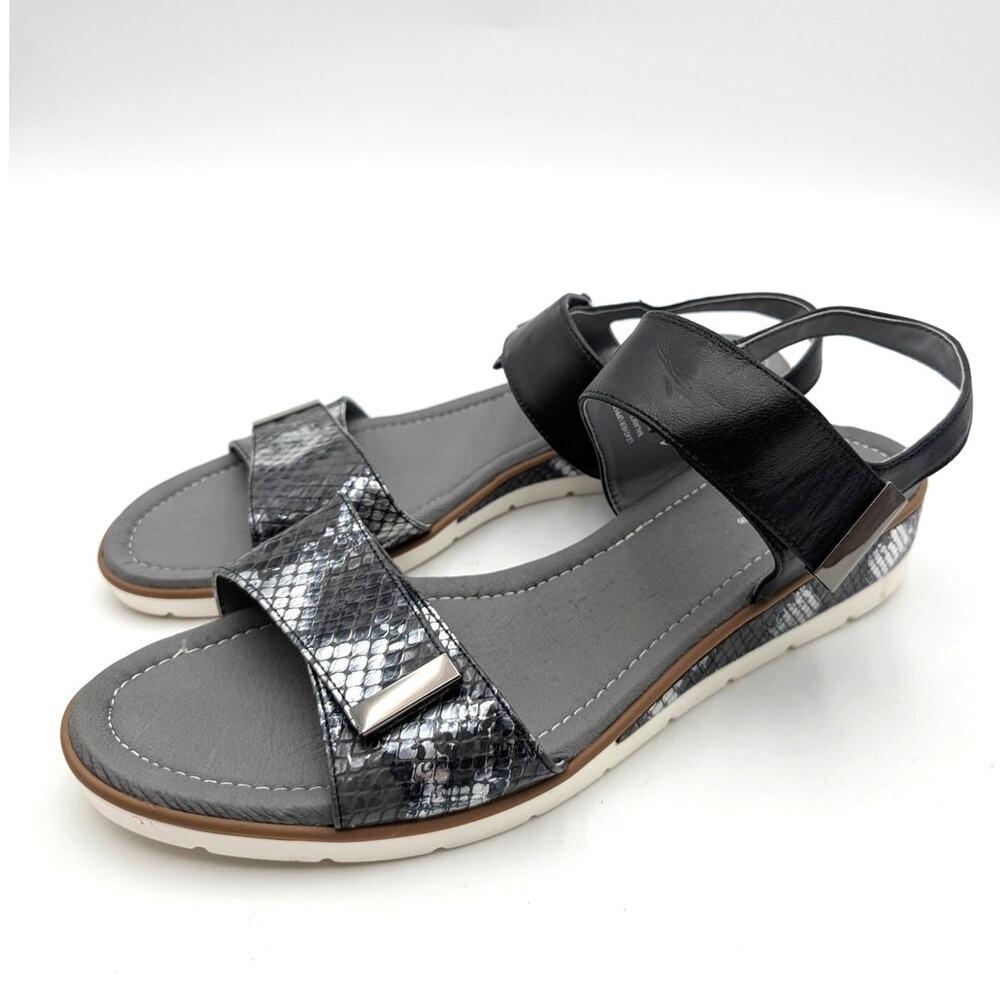 David Tate Civic Slingback Wedge Heel Sandals Women's Black/Multi Sz US13M EU43